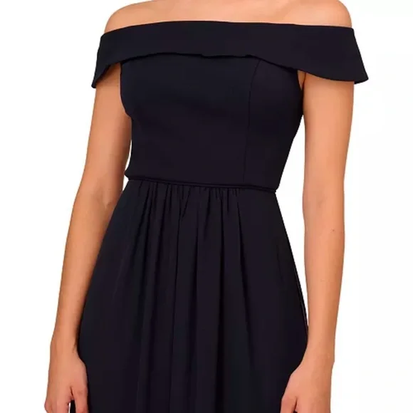 Adrianna Papell Navy Blue Off-Shoulder Maxi Dress - Picture 3 of 10